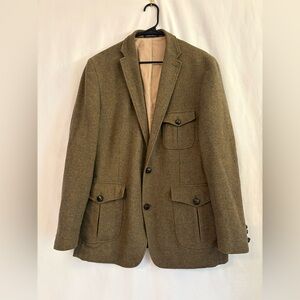 Land’s End Classic Green Tweed Wool Blazer with Patch Pockets Men’s Size 42 Reg